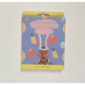 Inflatable Kids Bunny Ears with Elastic Strap White / Pink Ages 4+